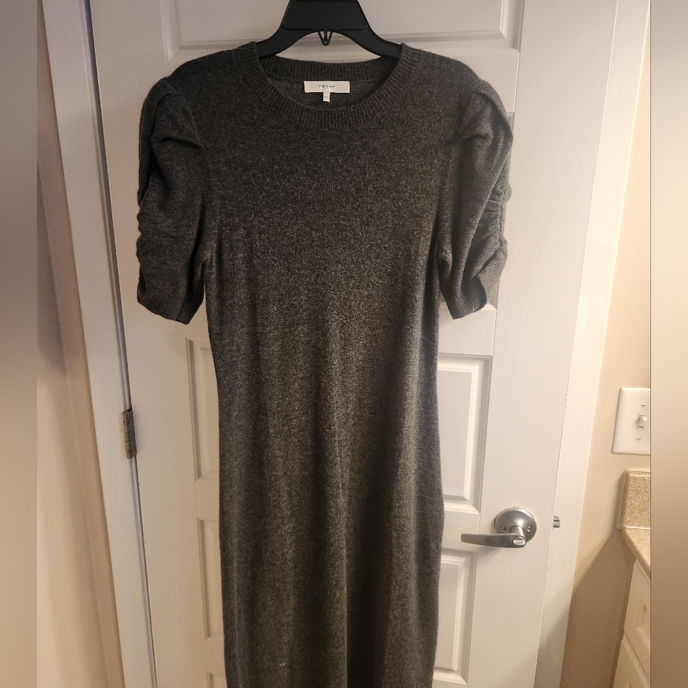 Frame Grey Cashmere Short Sleeve Dress